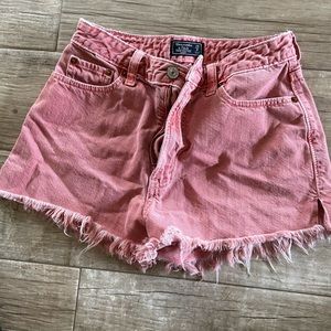 Abercrombie & Fitch acid washed red denim shorts